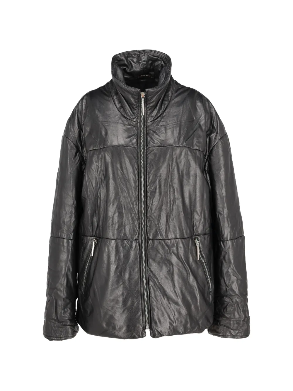 Vintage leather puffer jacket - Nero