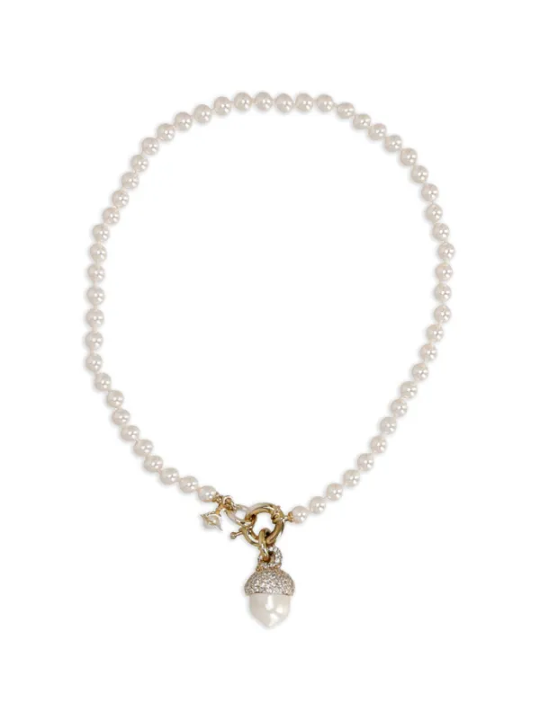 Vivienne Westwood Cream Pearl Pendant Necklace in White