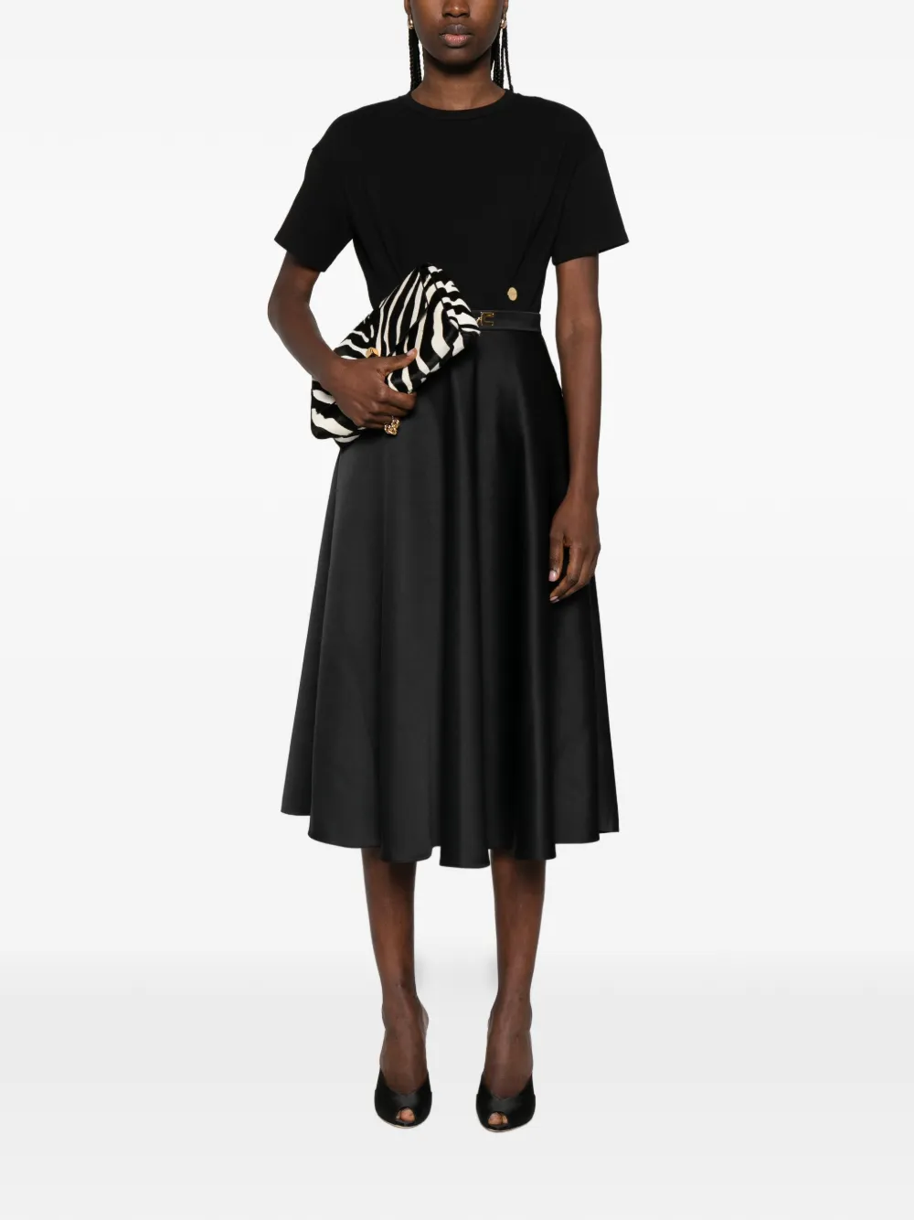 Elisabetta Franchi T-shirt met knoopdetail Zwart