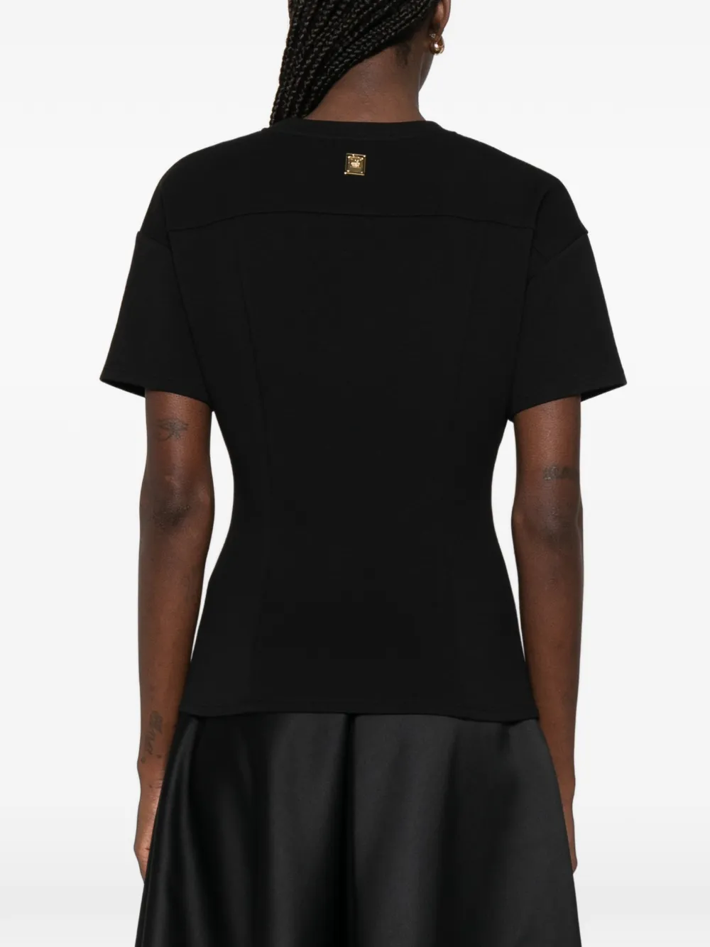 Elisabetta Franchi T-shirt met knoopdetail Zwart