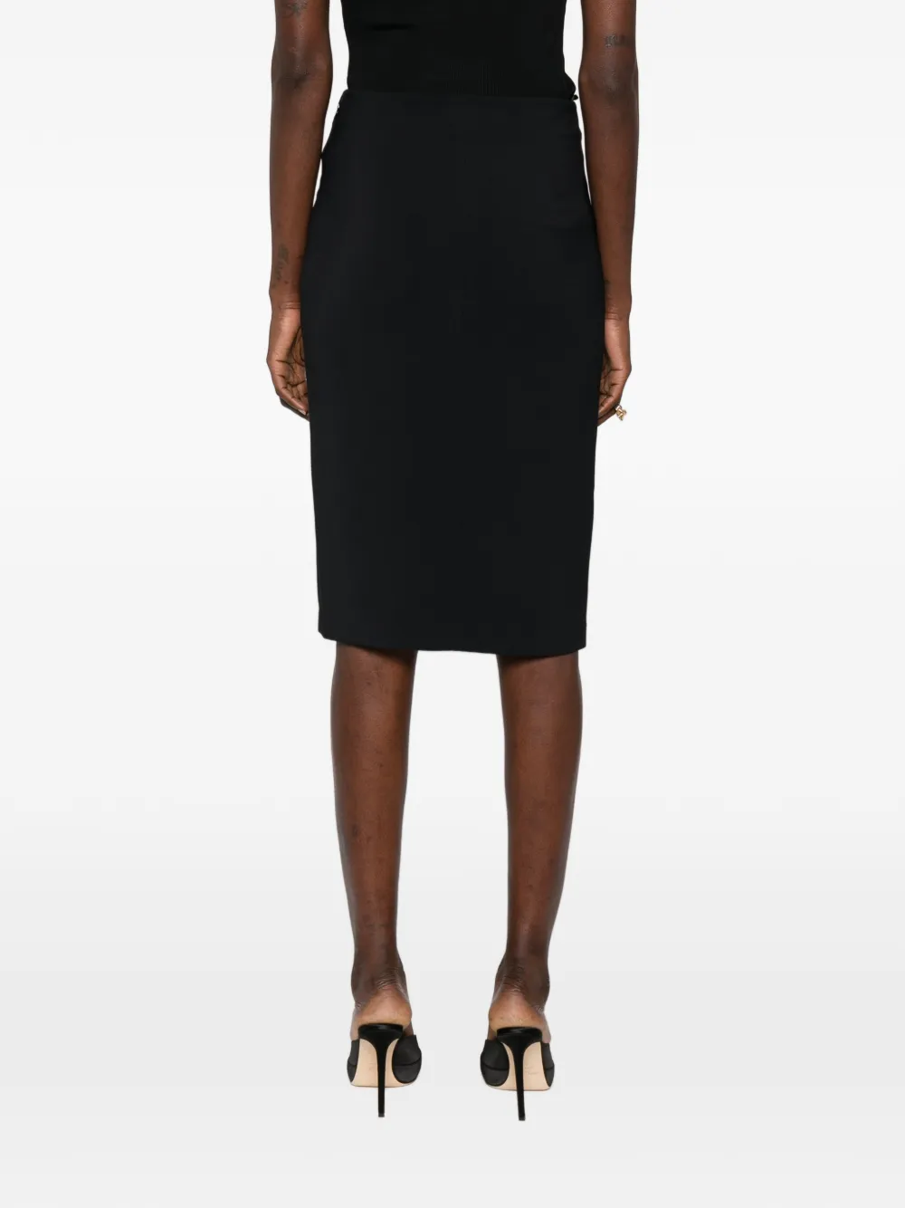 Elisabetta Franchi Gelaagde stretch-crêpe rok met logo-details Zwart