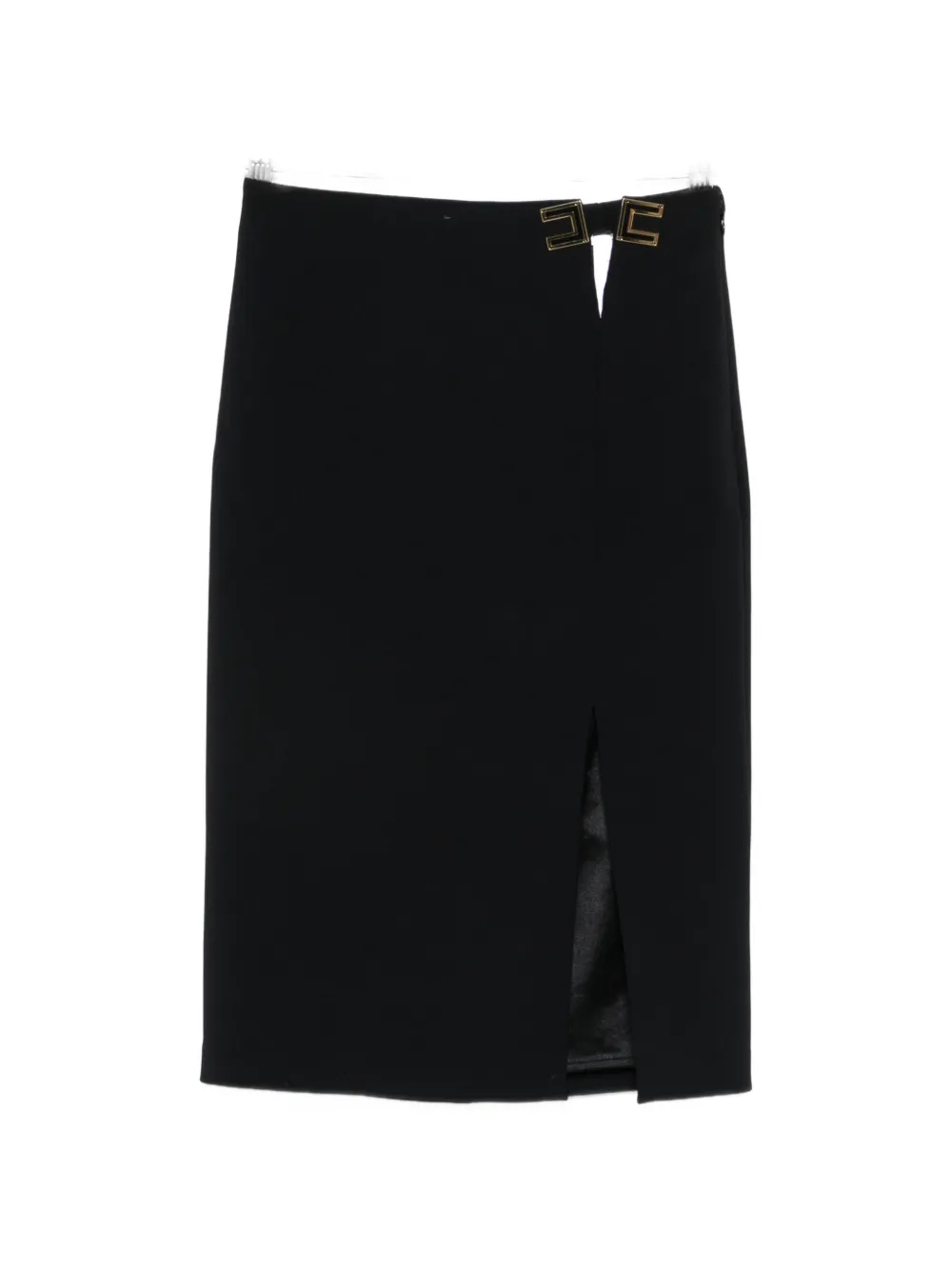 Elisabetta Franchi logo-embellishment side-slit midi skirt - Nero