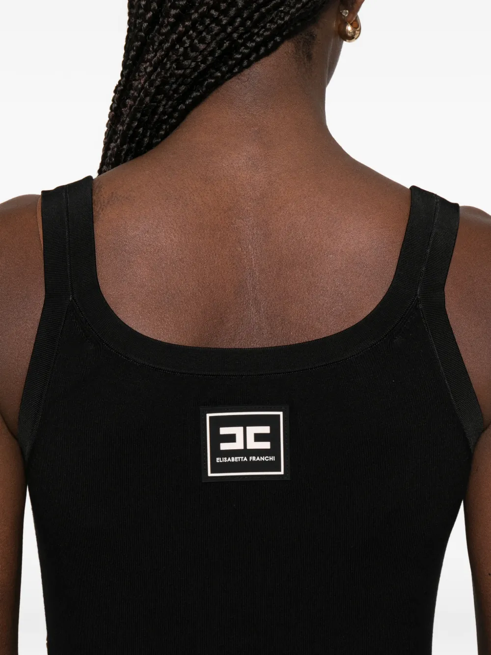 Elisabetta Franchi Midi-jurk met knoopdetail Zwart