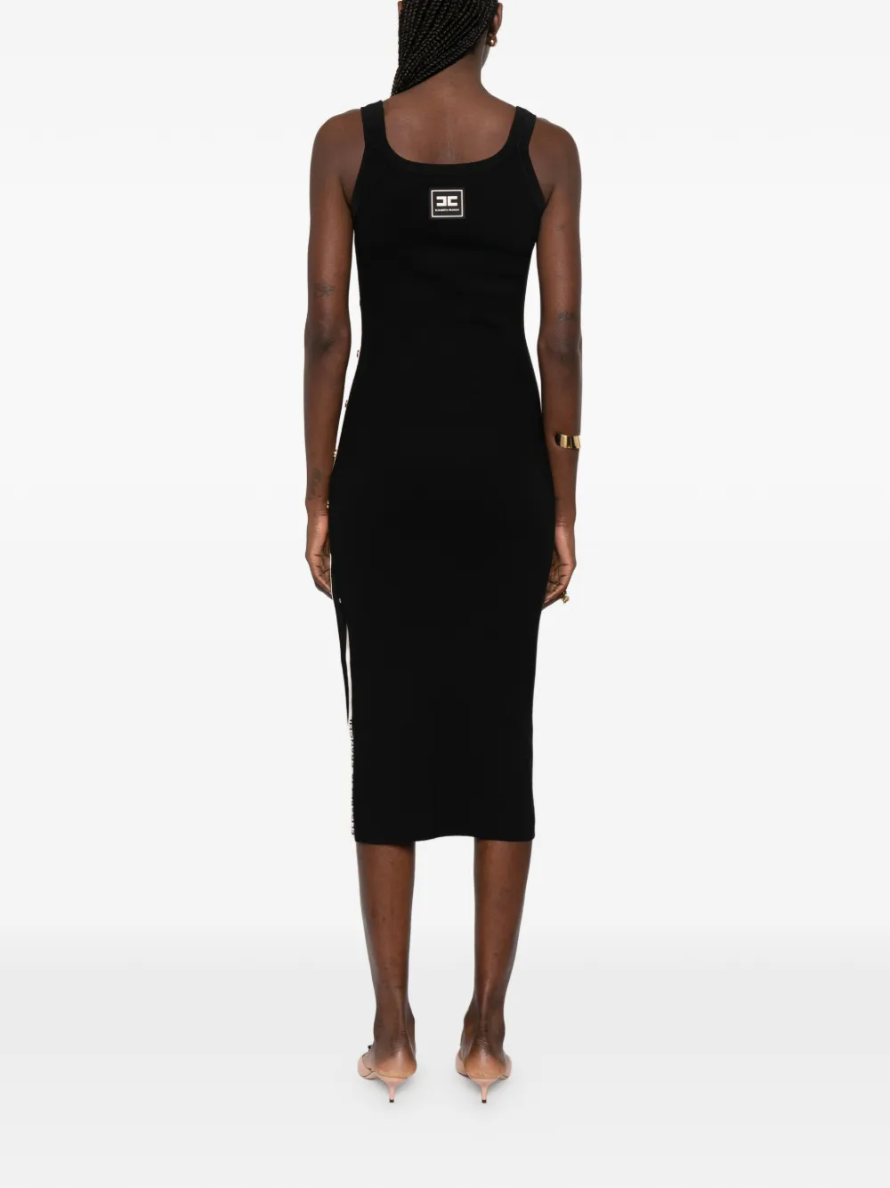 Elisabetta Franchi Midi-jurk met knoopdetail Zwart