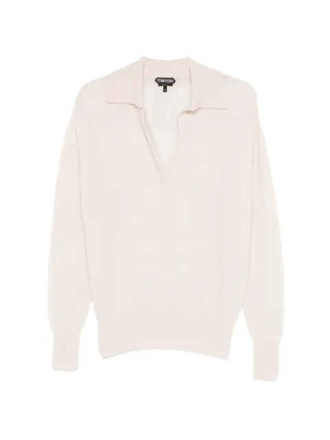 TOM FORD Ultra-soft cashmere-silk oversized open polo collar sweater