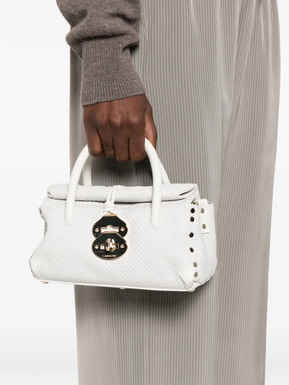 Zanellato Dotta mini-crossbodytas met handvat Wit