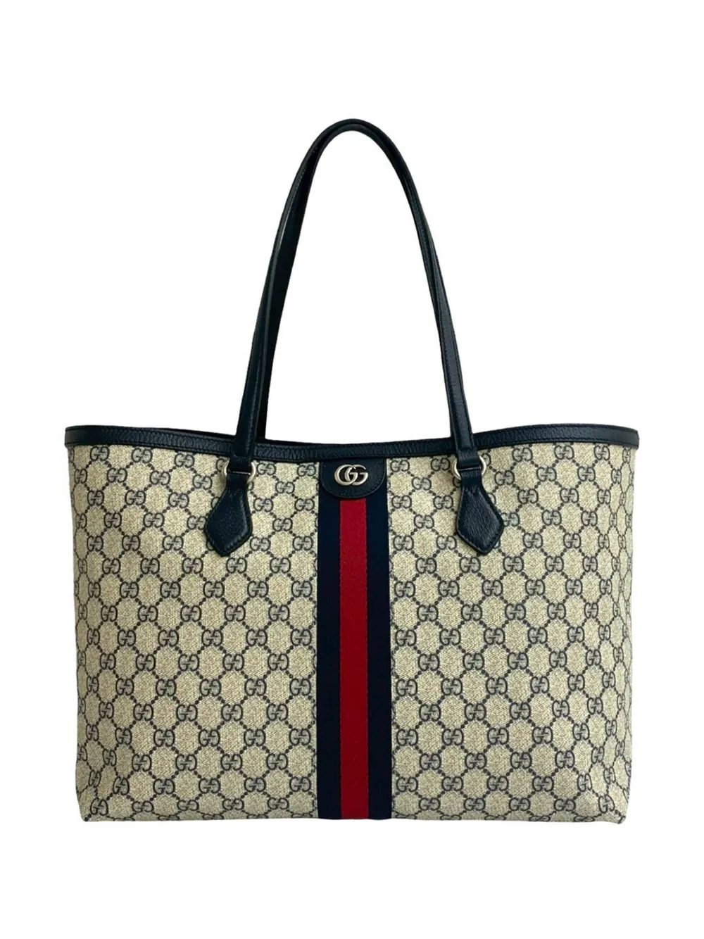 【美品】GUCCI トートバッグ GGスプリーム 男女兼用◎ GUCCI トートバッグGGスプリームレザーブラウン