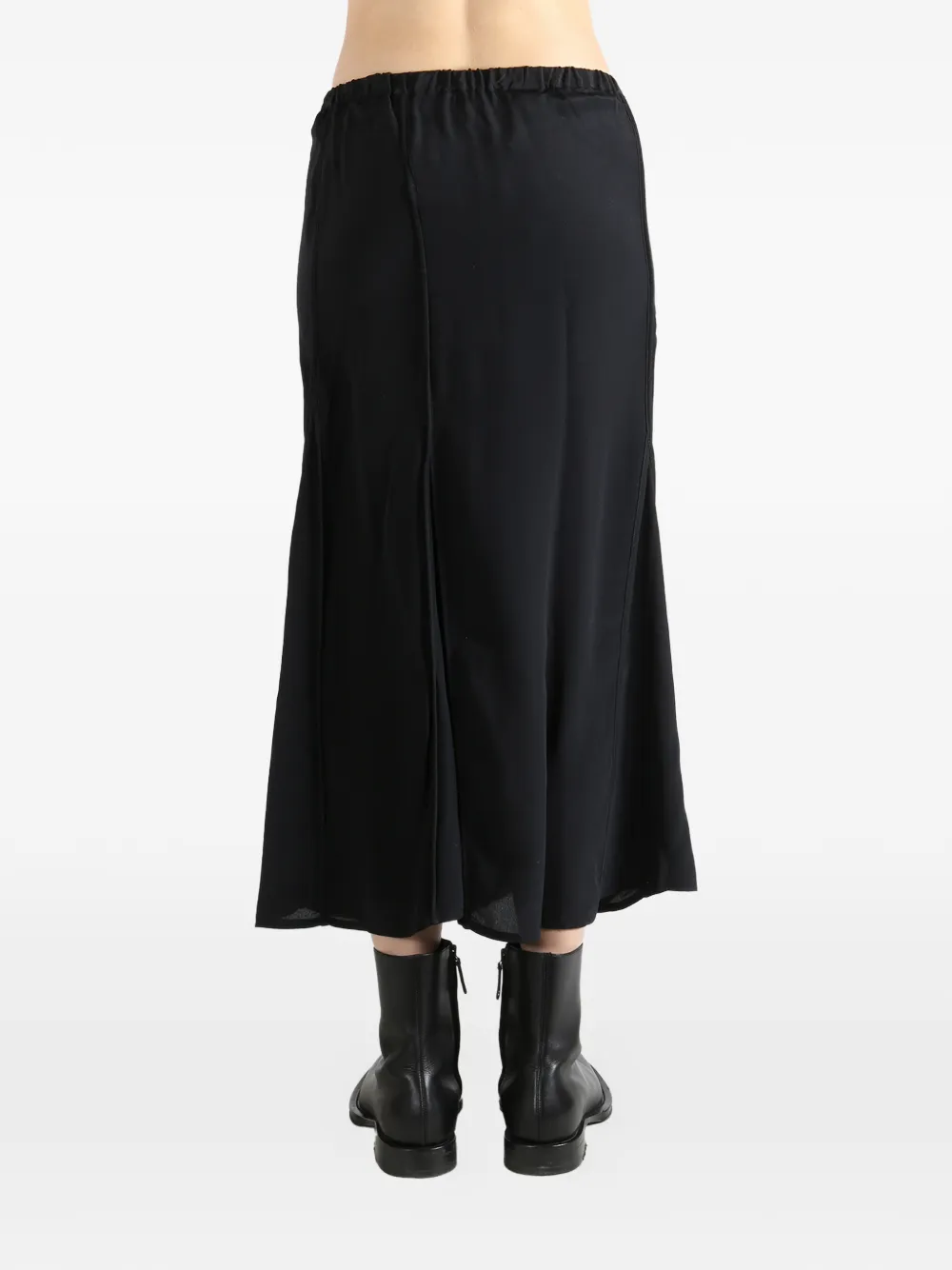 Baserange Midi-rok met elastische taille Zwart