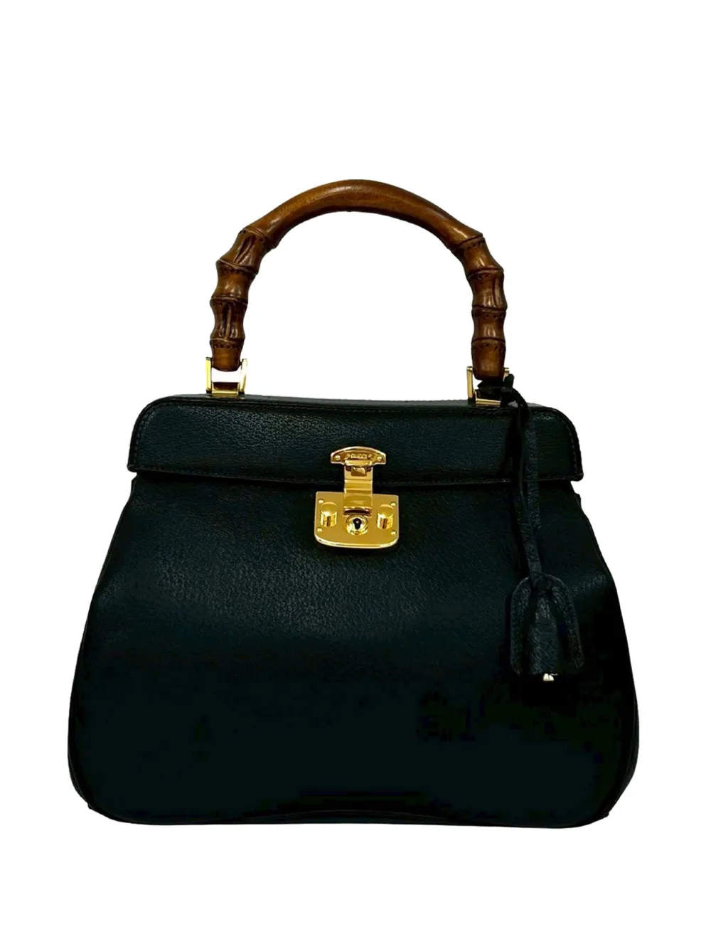 Gucci Pre-Owned Borsa a mano Lady Lock media in pelle di vitello pieno fiore e bambù XX secolo - Nero