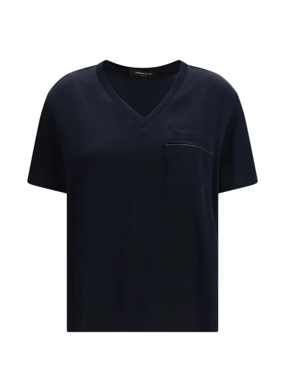 Fabiana Filippi V-neck chest-pocket T-shirt - Blu