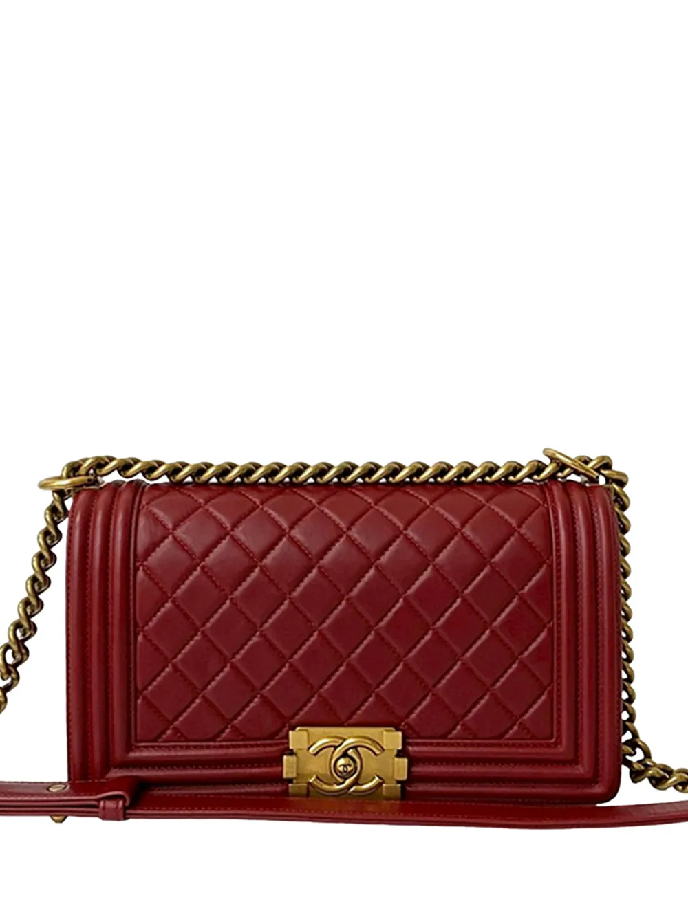 CHANEL Pre-Owned Borsa a tracolla Boy media in pelle di agnello trapuntata 2014 - Rosso