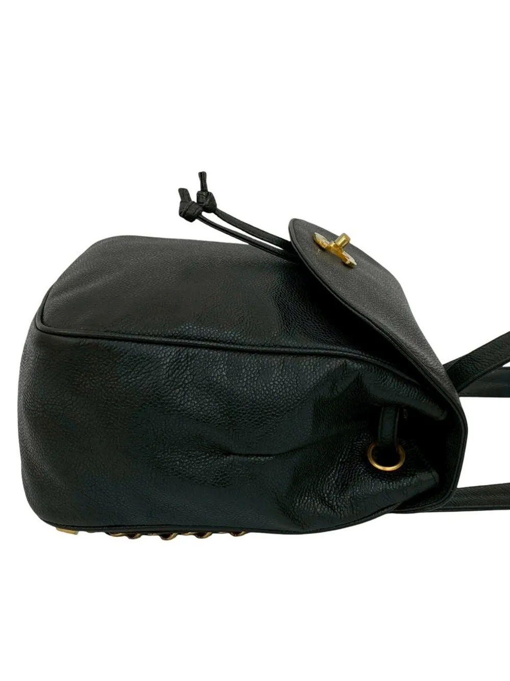 Chanel CC Logo Turnlock Backpack Black Caviar Leather Silver Chanel Black Caviar Double CC Turn Lock Backpack 1995 | FOMO main image 4