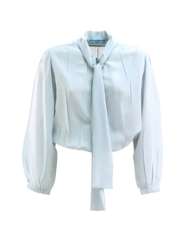 Prada Tie-neck Blouse in Blue