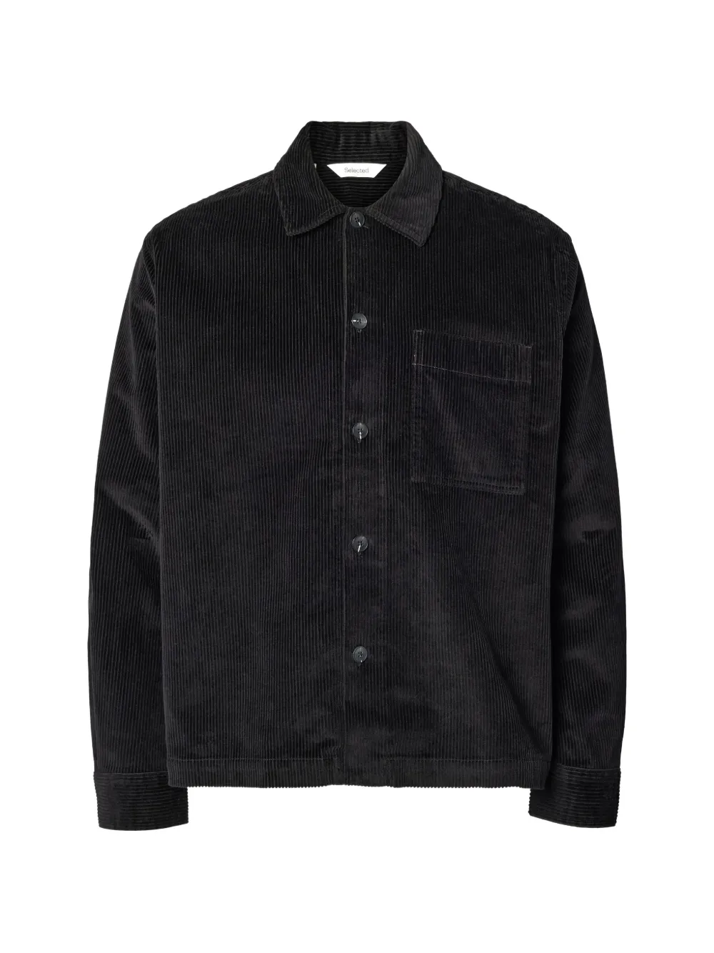 Selected Corduroy Button-fastening Shirt In Black