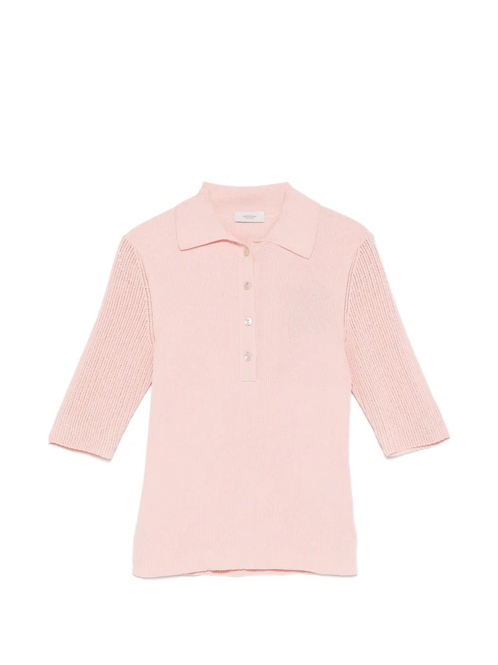 Agnona ribbed-knit polo top - Rosa