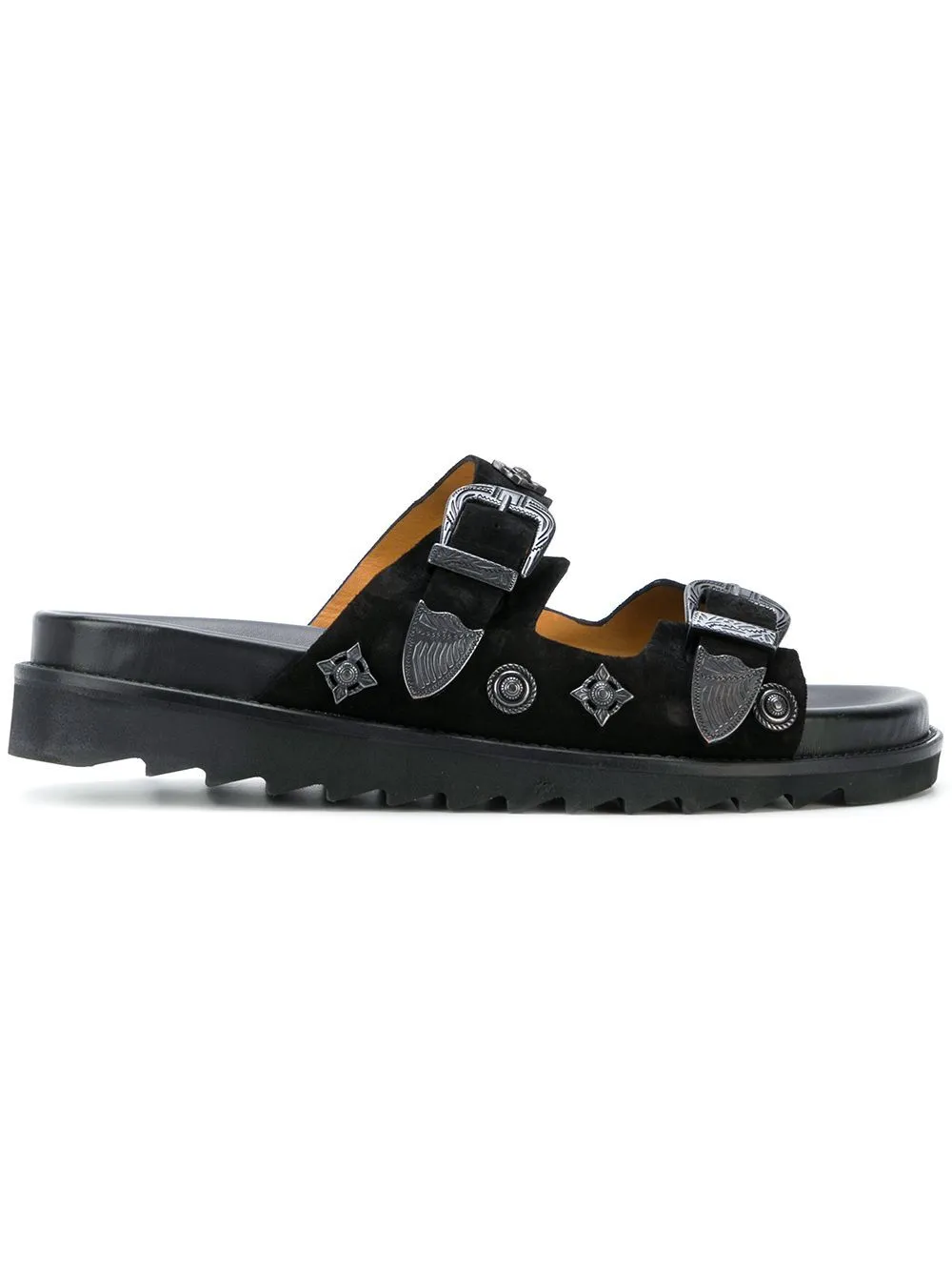 Toga Virilis decorative studs buckle leather sandals - Nero
