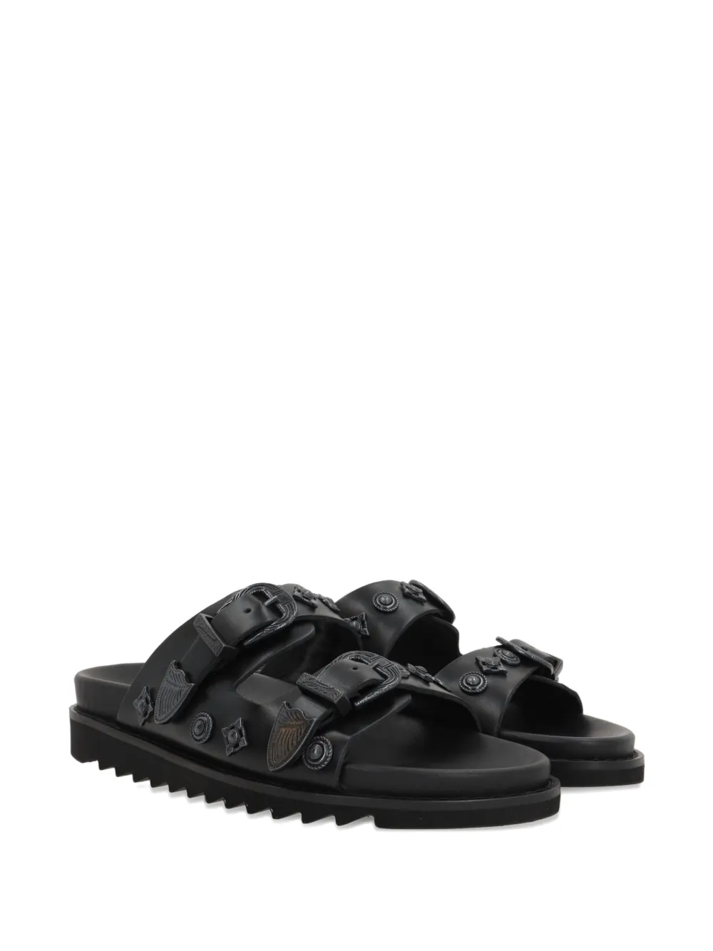Toga Virilis Leren sandalen met gesp Zwart