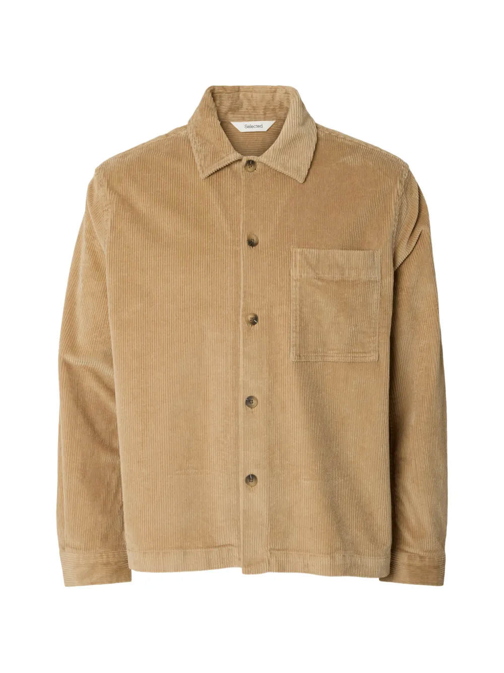 Selected Corduroy Chest-pocket Shirt In Neutral