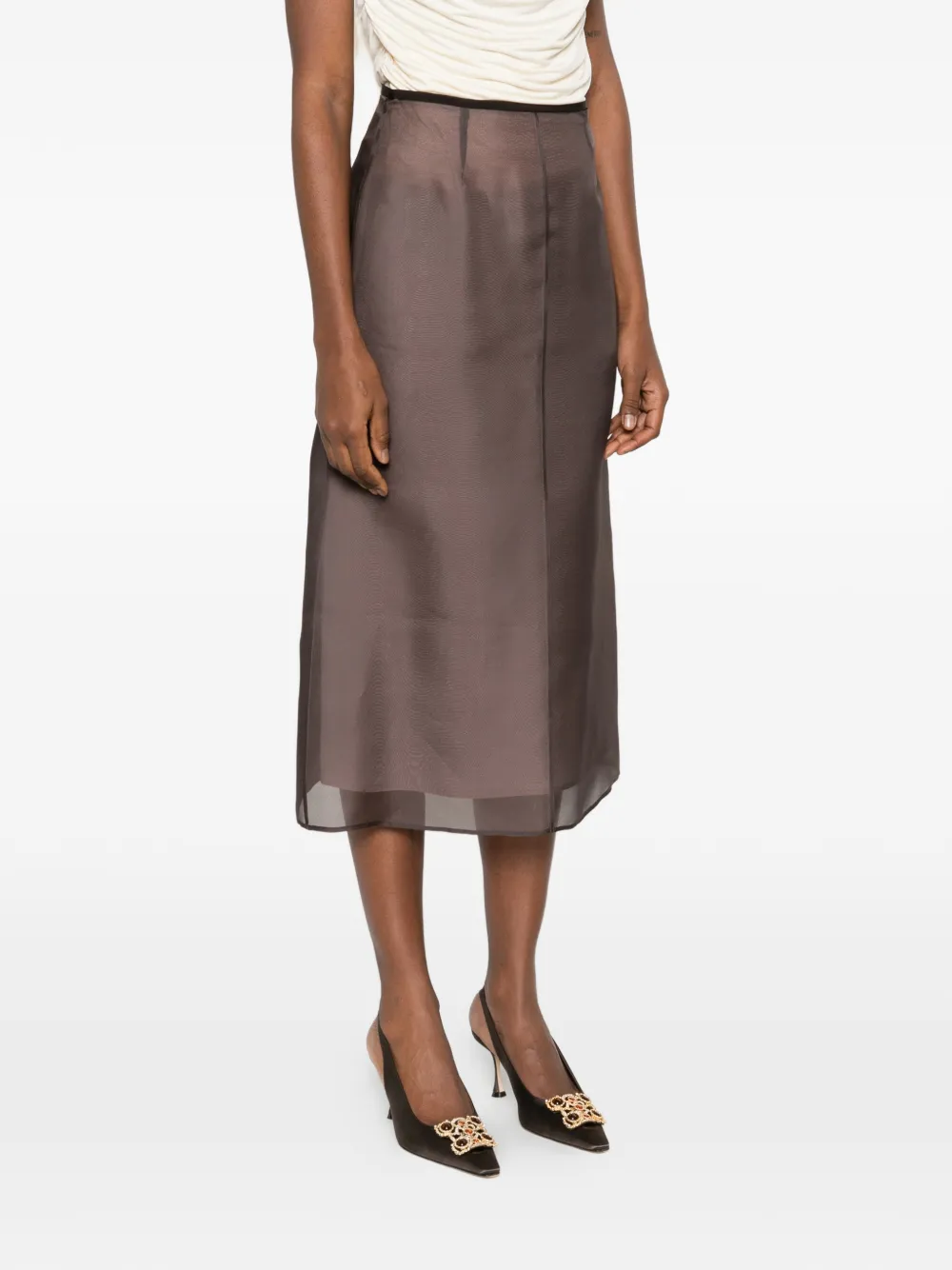  Agnona Sheer Skirt - Brown 