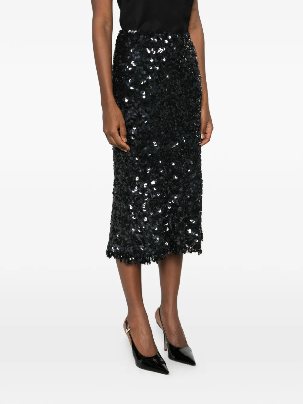  Petar Petrov Sequins-embellishment Midi Skirt - Black 