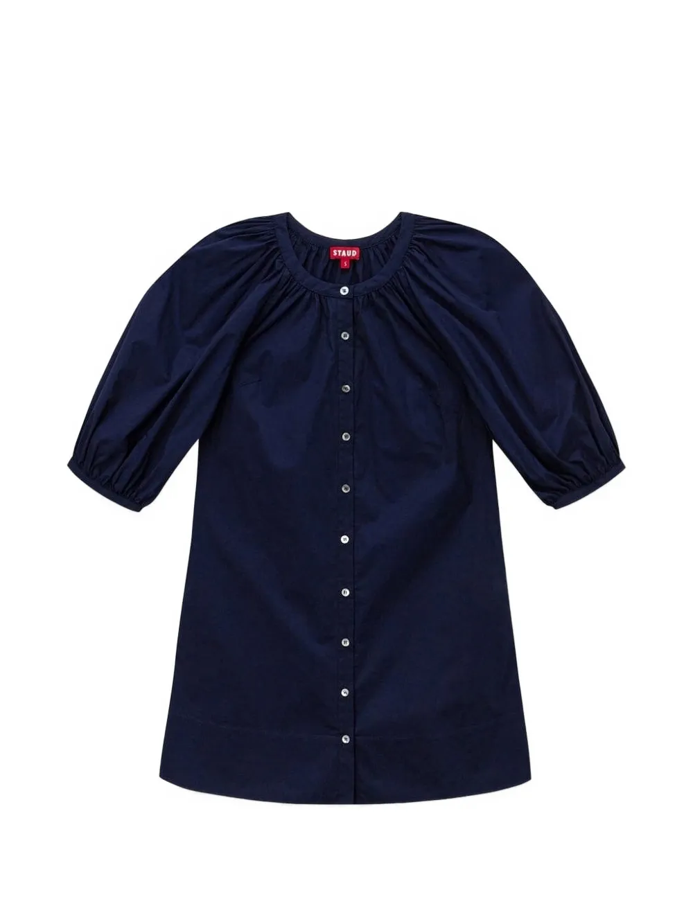 STAUD puffed-sleeve button-fastening mini dress - Blu