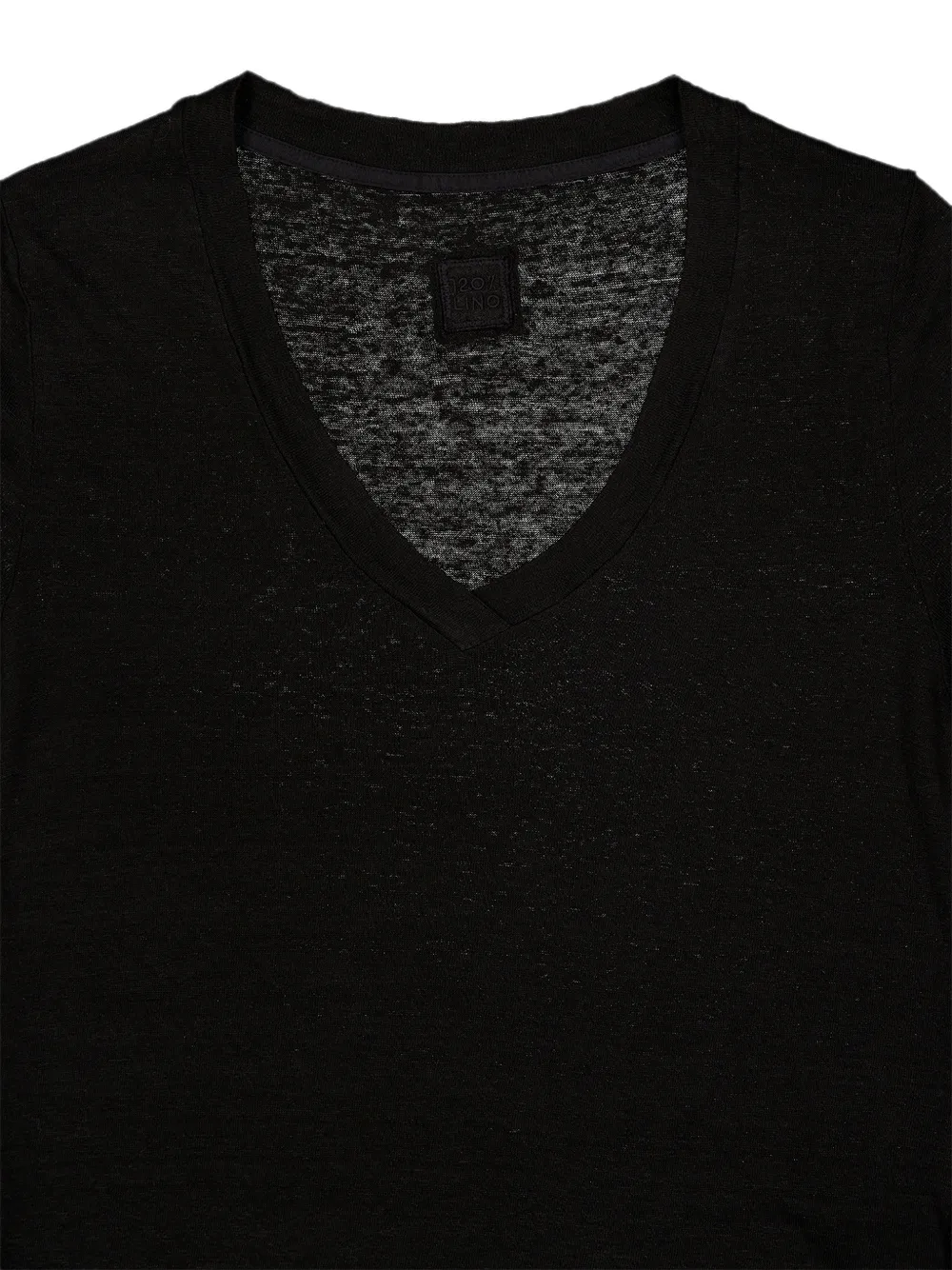 120% Lino V-neck T-shirt Zwart