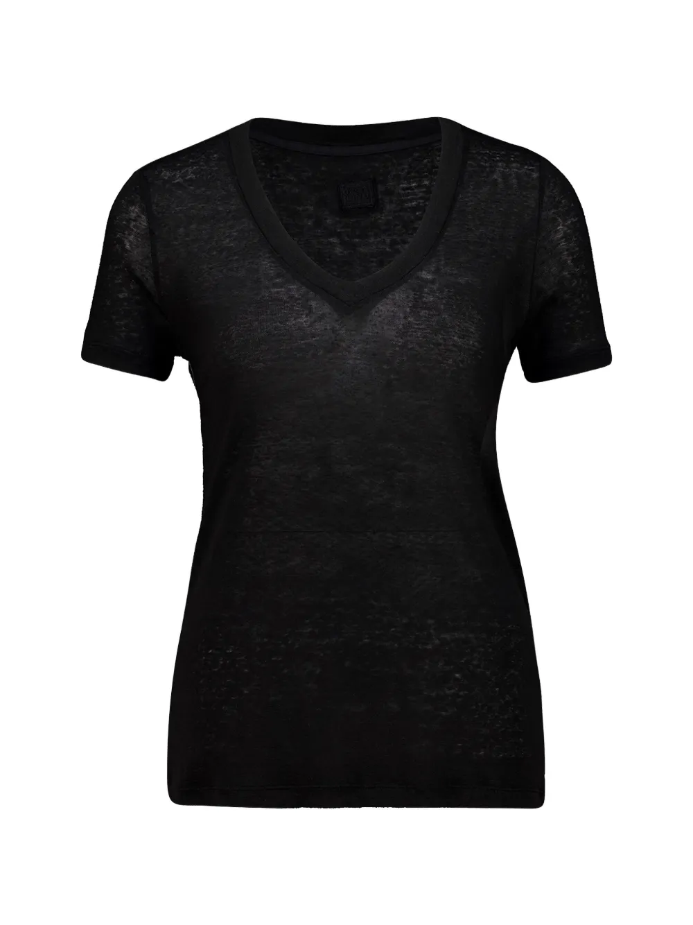 120% Lino V-neck T-shirt - Nero