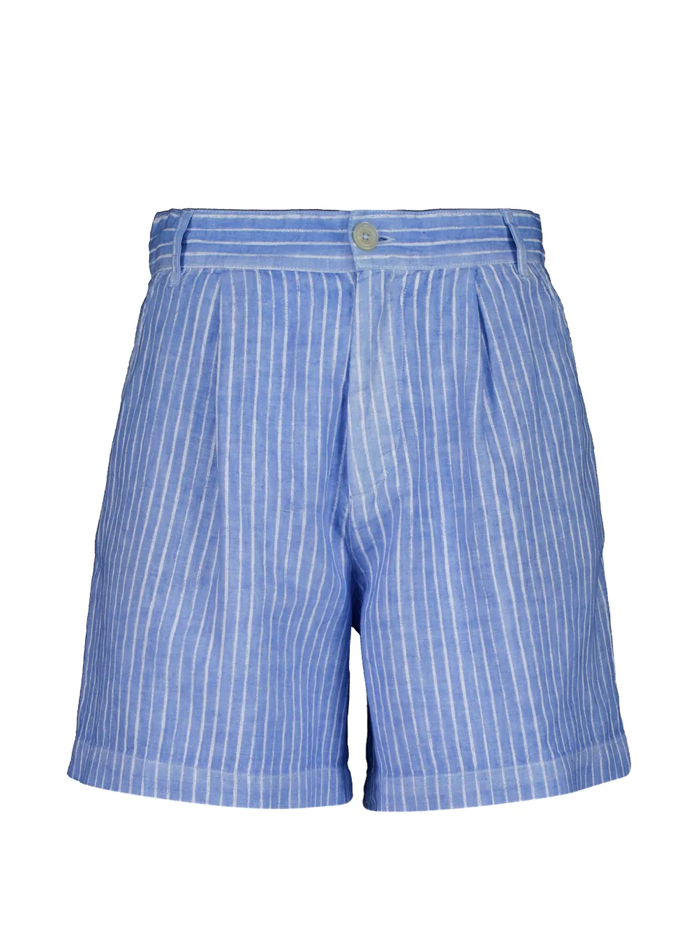 120% Lino stripe-pattern pleated shorts - Blu