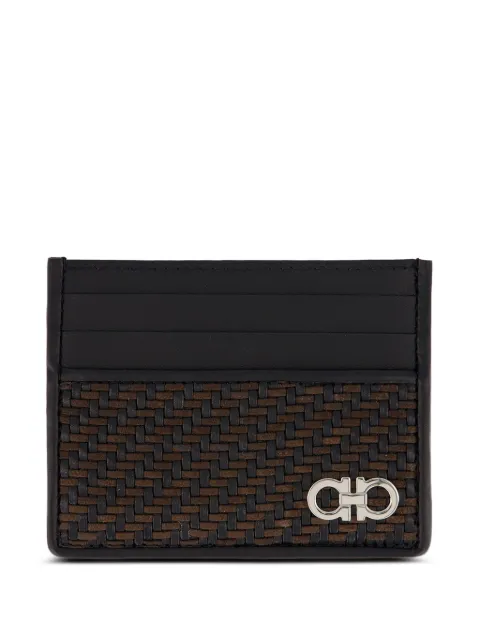 Ferragamo Gancini woven-panel card case