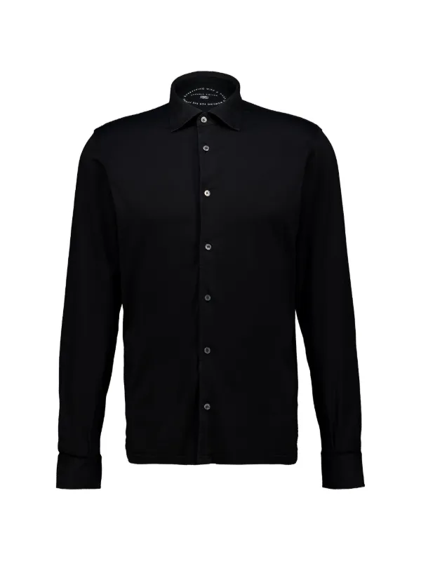Fedeli Knitted Long-sleeve Shirt in Black