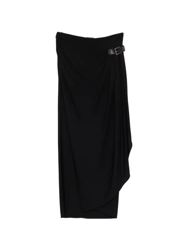 Tom Ford Wrap Skirt with Leather Detail in Black