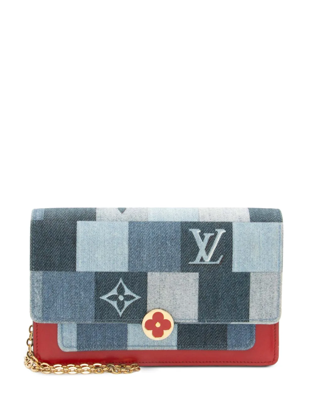 Louis Vuitton Pre-Owned 2019 Flore Chain denim-patchwork mini crossbody bag - Blu
