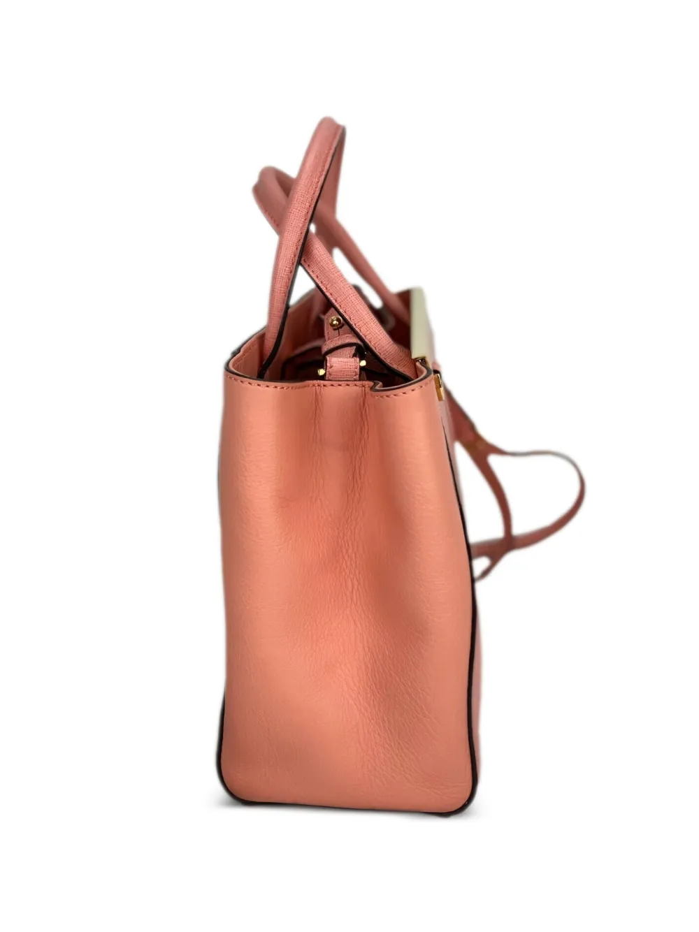 Fendi Pre-owned Petite Vitello Elite Flamingo Leather Tote Bag in Pink, view 2