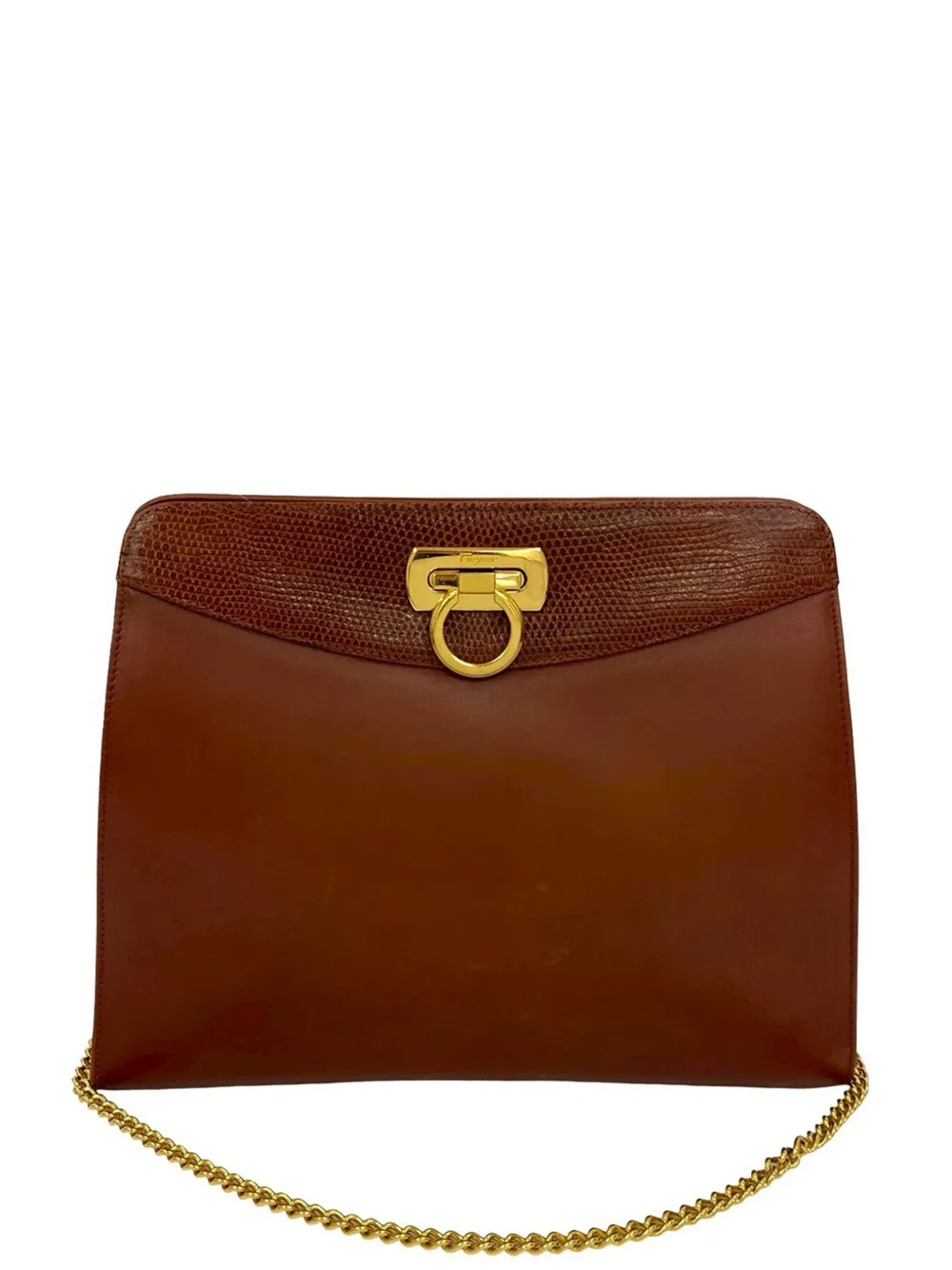Ferragamo Pre-Owned Borsa a tracolla Gancini in pelle con catena 1980-1990 - Marrone