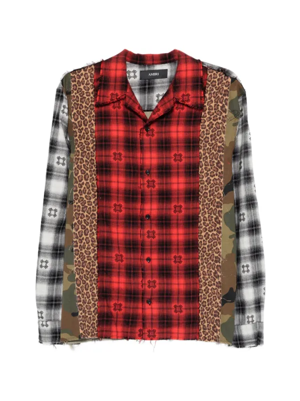 Amiri Spliced MA Quad Flannel in Red