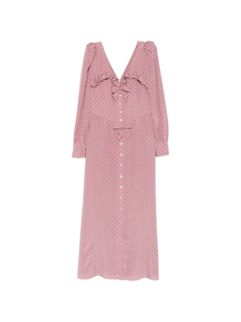 Alessandra Rich ruffled-detail polka-dot mdi dress