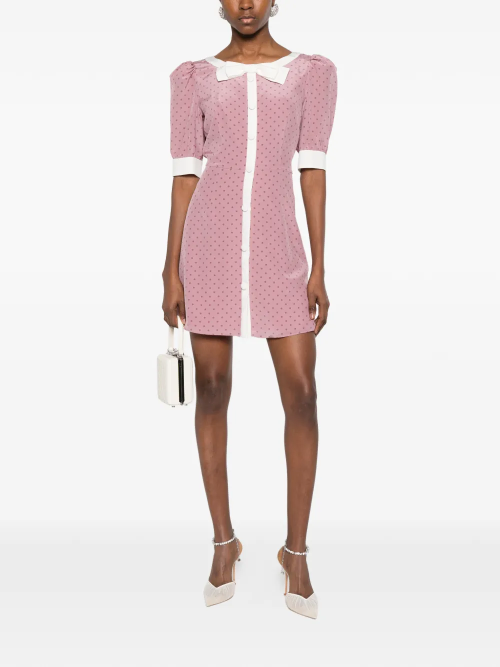 Alessandra Rich Mini-jurk met stippen en strik-detail Roze