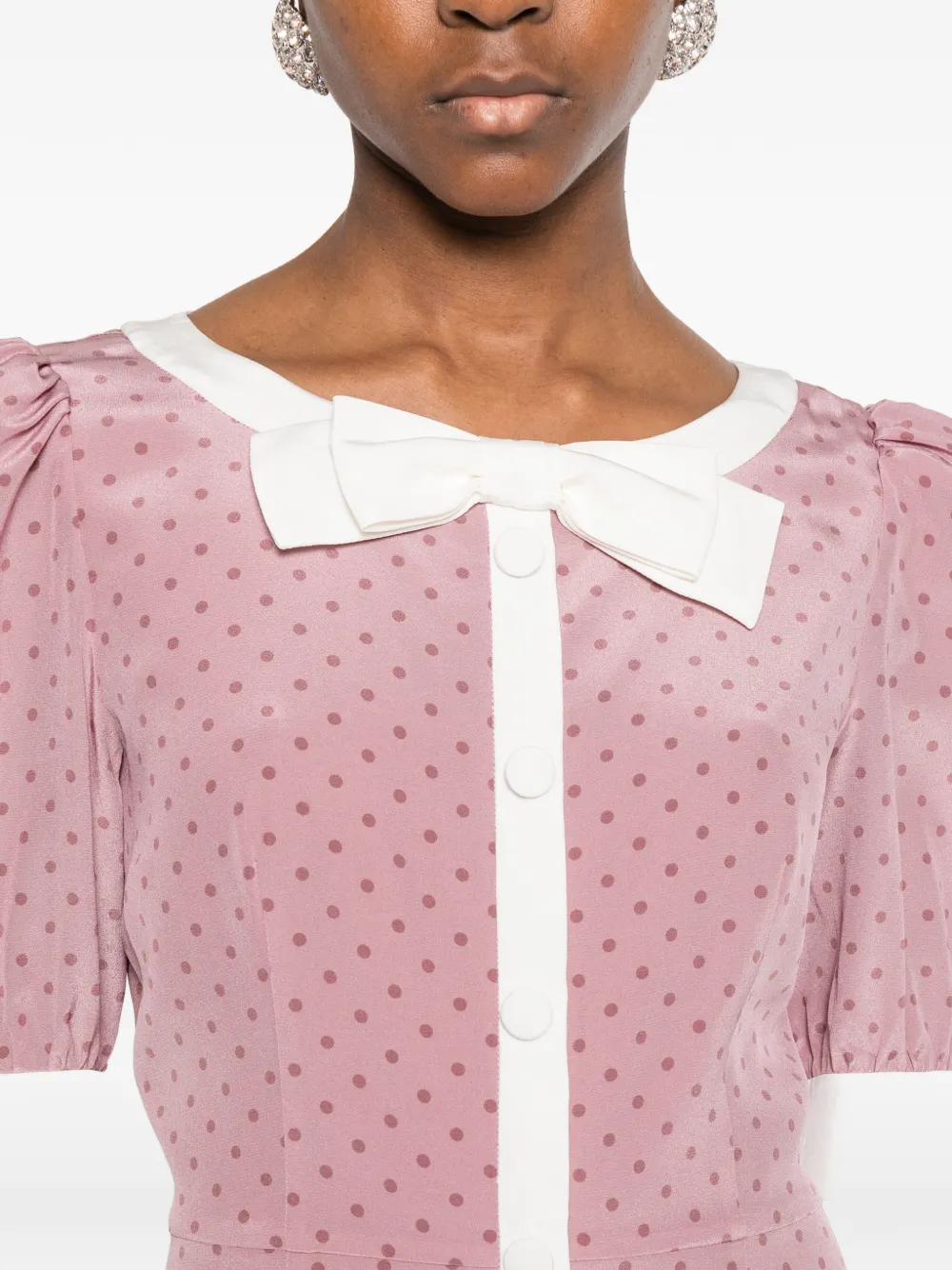 Alessandra Rich Mini-jurk met stippen en strik-detail Roze