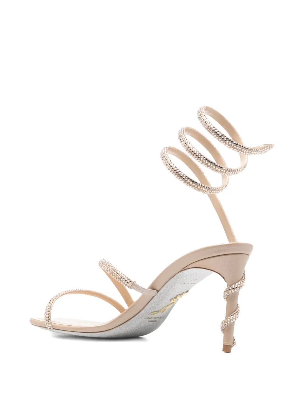 René Caovilla embellished-heel sandals Beige
