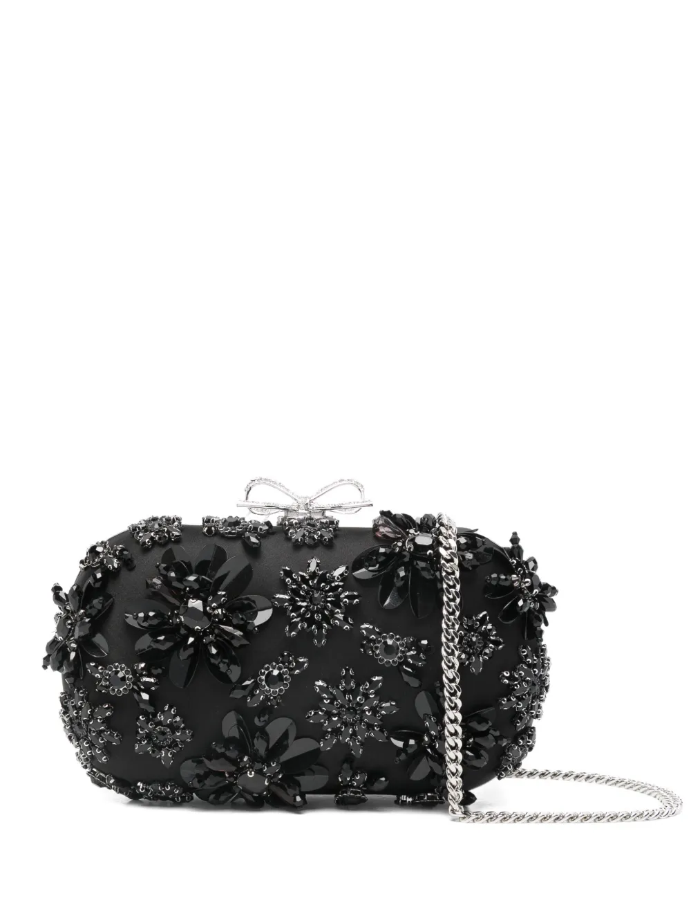 Self-Portrait floral-embellished clutch bag - Nero