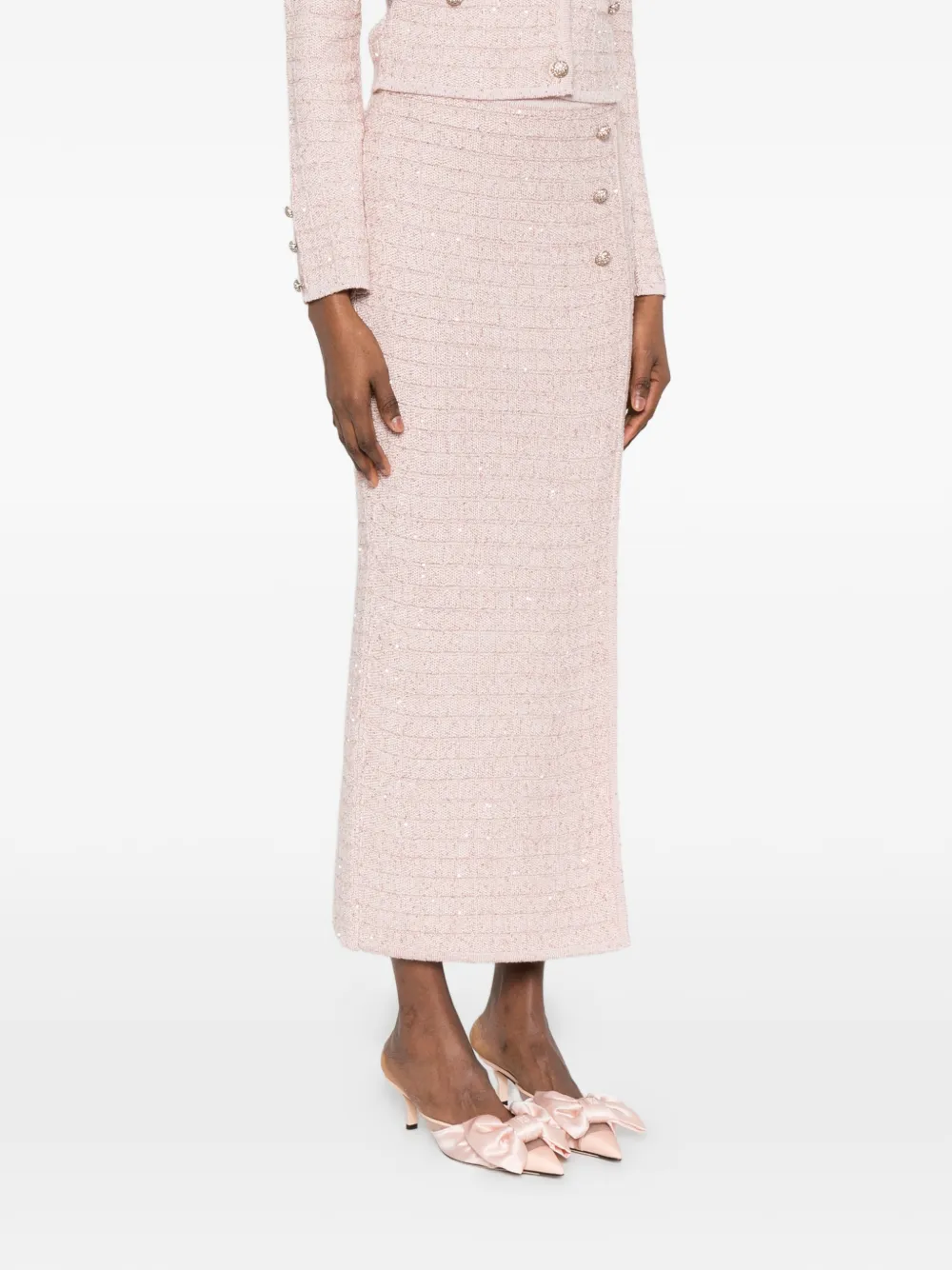  Alessandra Rich Button-embellished Midi Skirt - Pink 