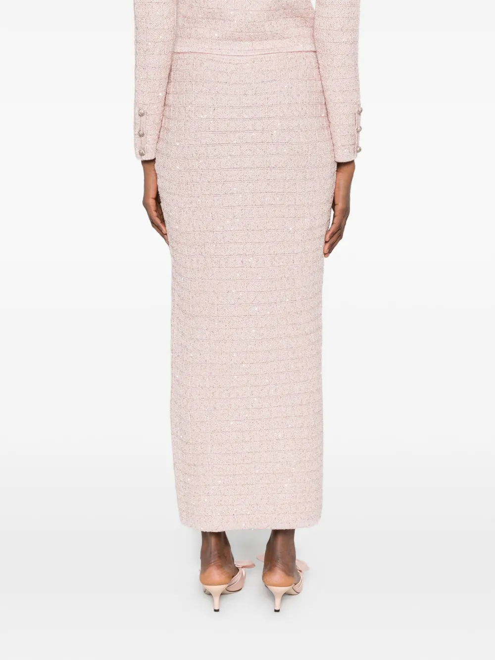 Alessandra Rich Midi-rok verfraaid met knoop Roze