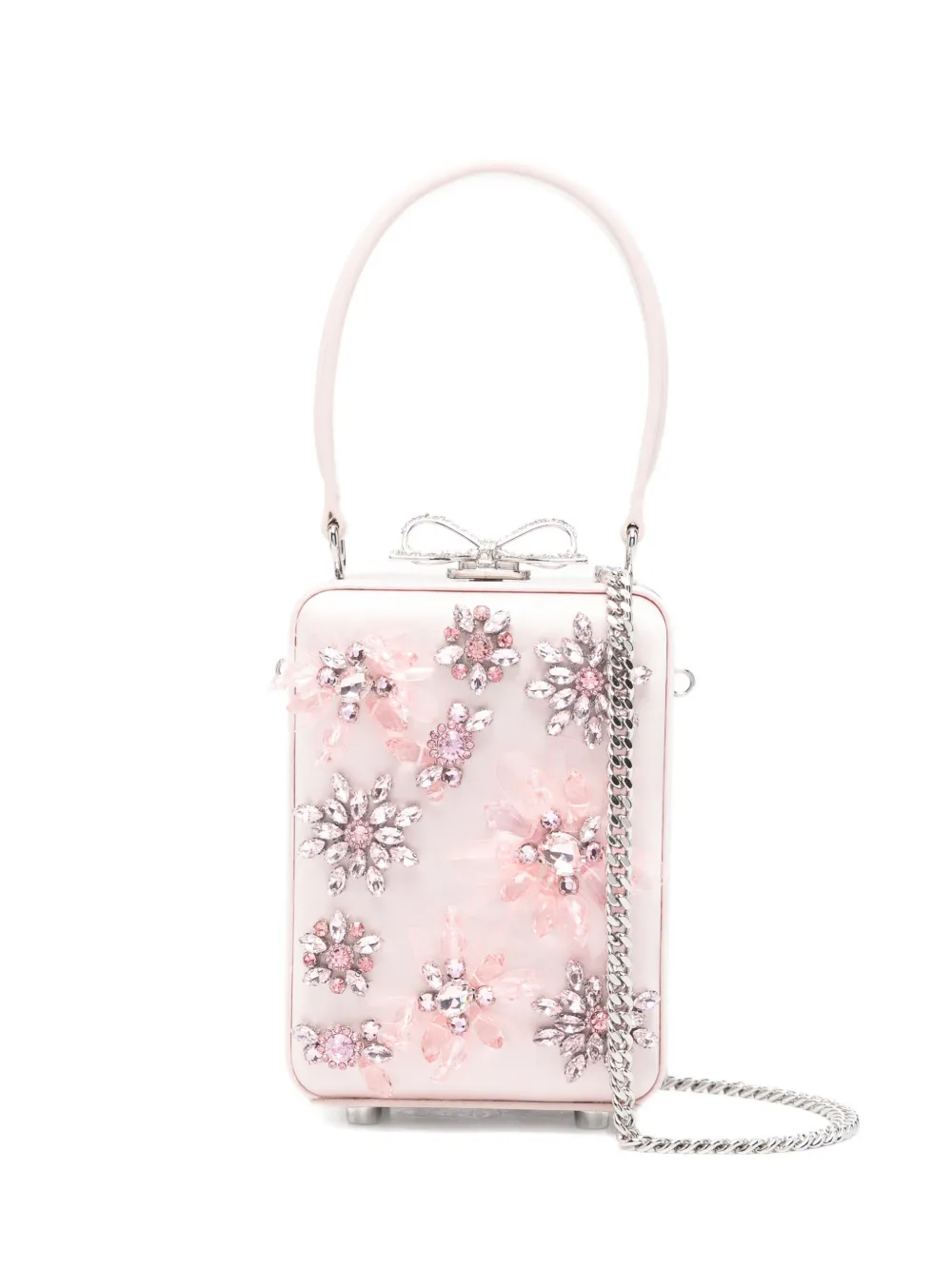 Self-Portrait mirco floral-embellished tote bag - Rosa