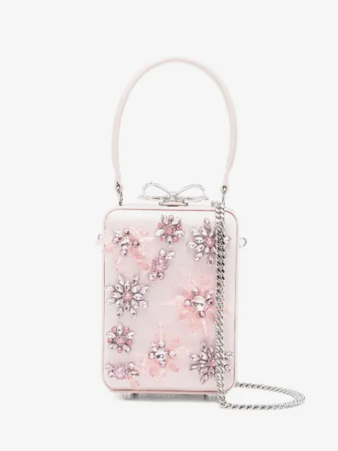 Self-Portrait mirco floral-embellished tote bag