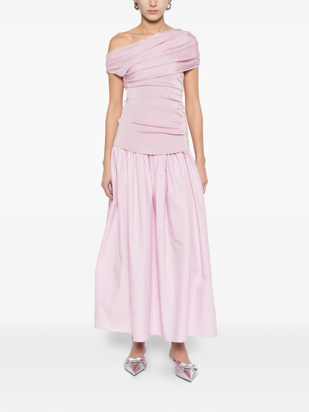 Draped Ruched Midi Dress