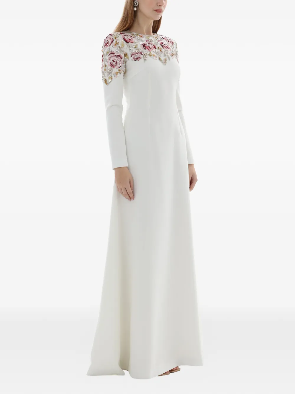 Dina Melwani long-sleeves maxi dress - Wit