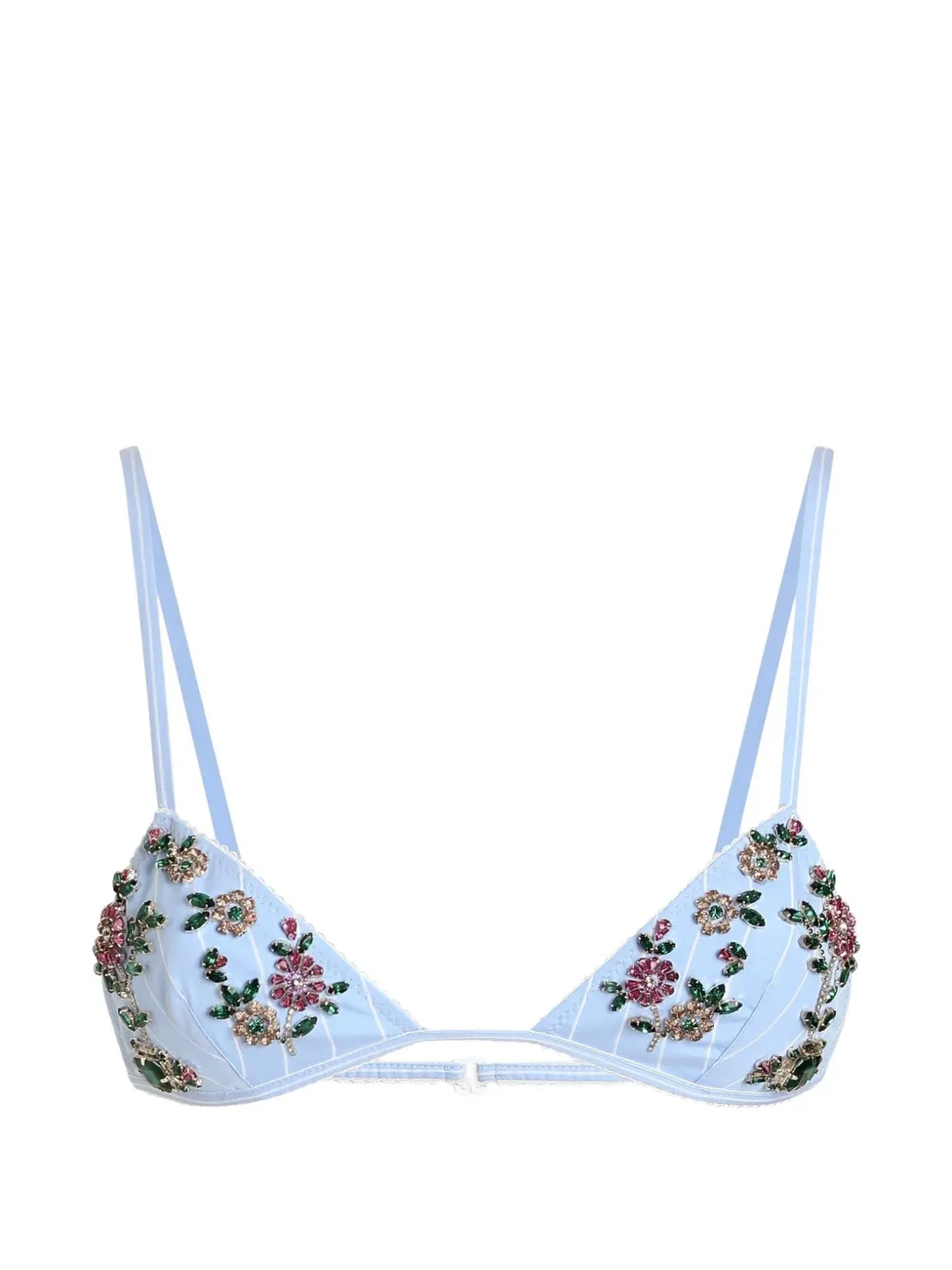 Dolce & Gabbana striped poplin bra with embroidery - Blu