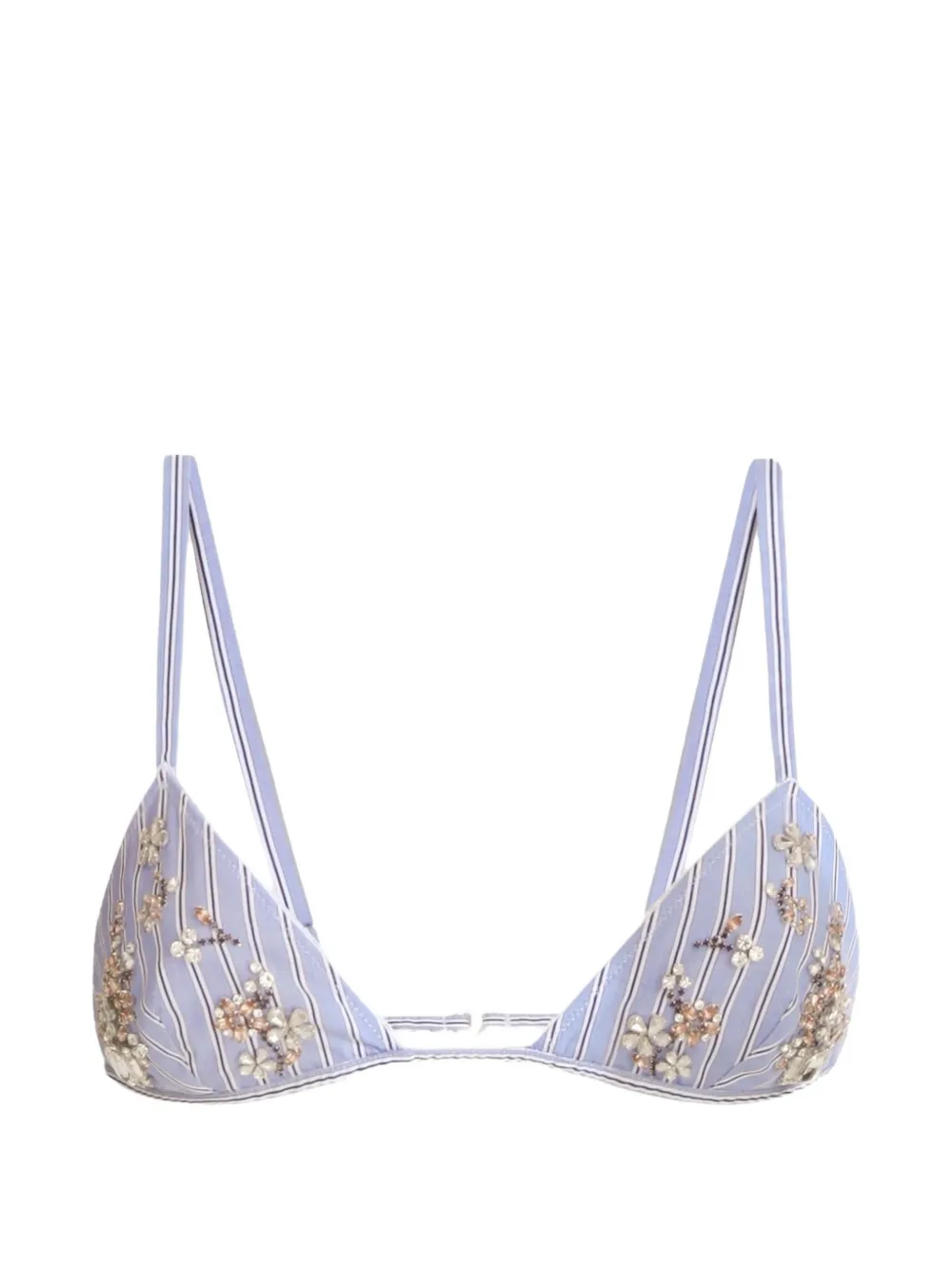 Dolce & Gabbana striped poplin bra with embroidery - Blu