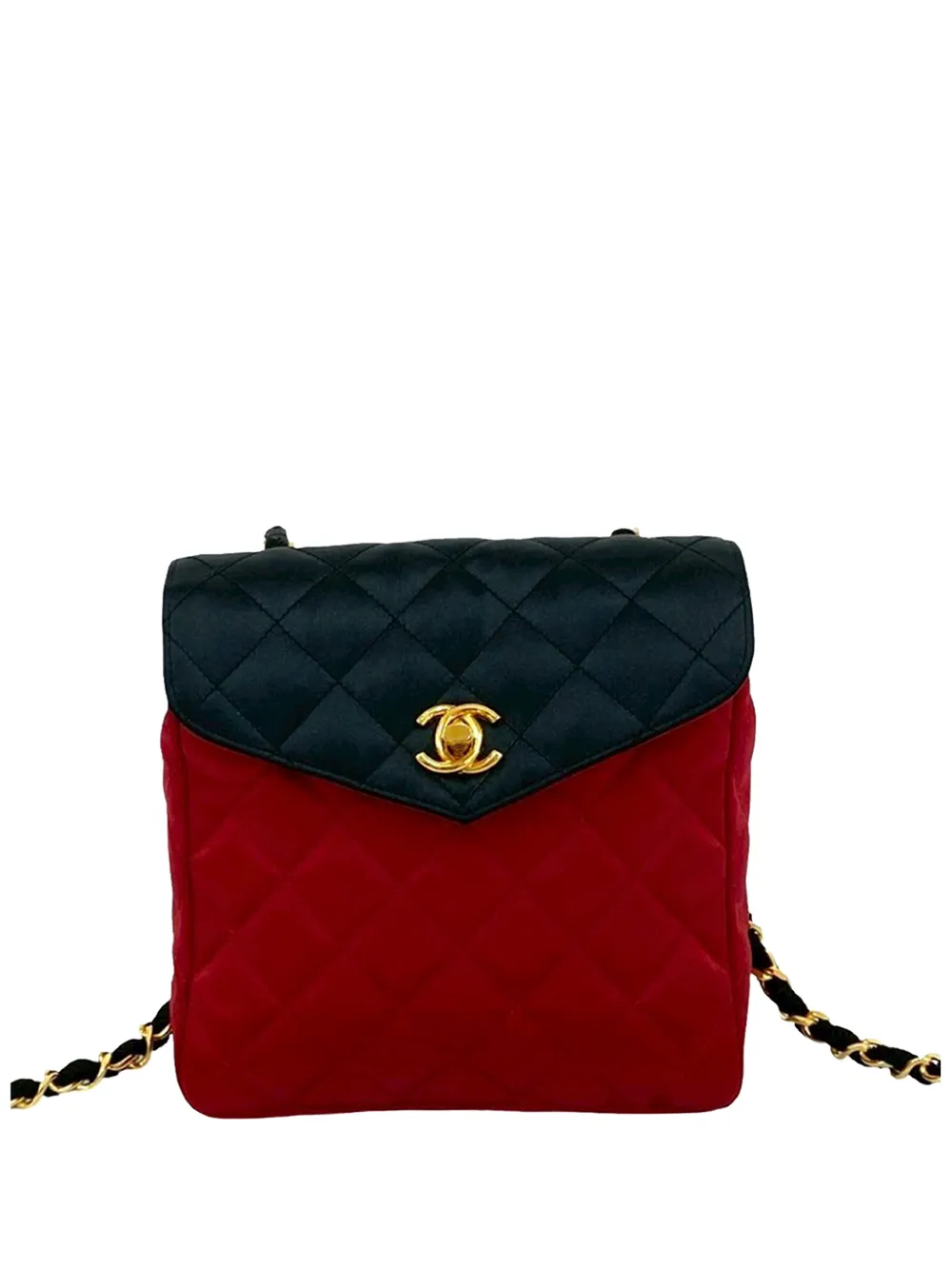 CHANEL Pre-Owned Borsa a tracolla CC mini bicolore con design trapuntato e battente 1986-1988 - Nero
