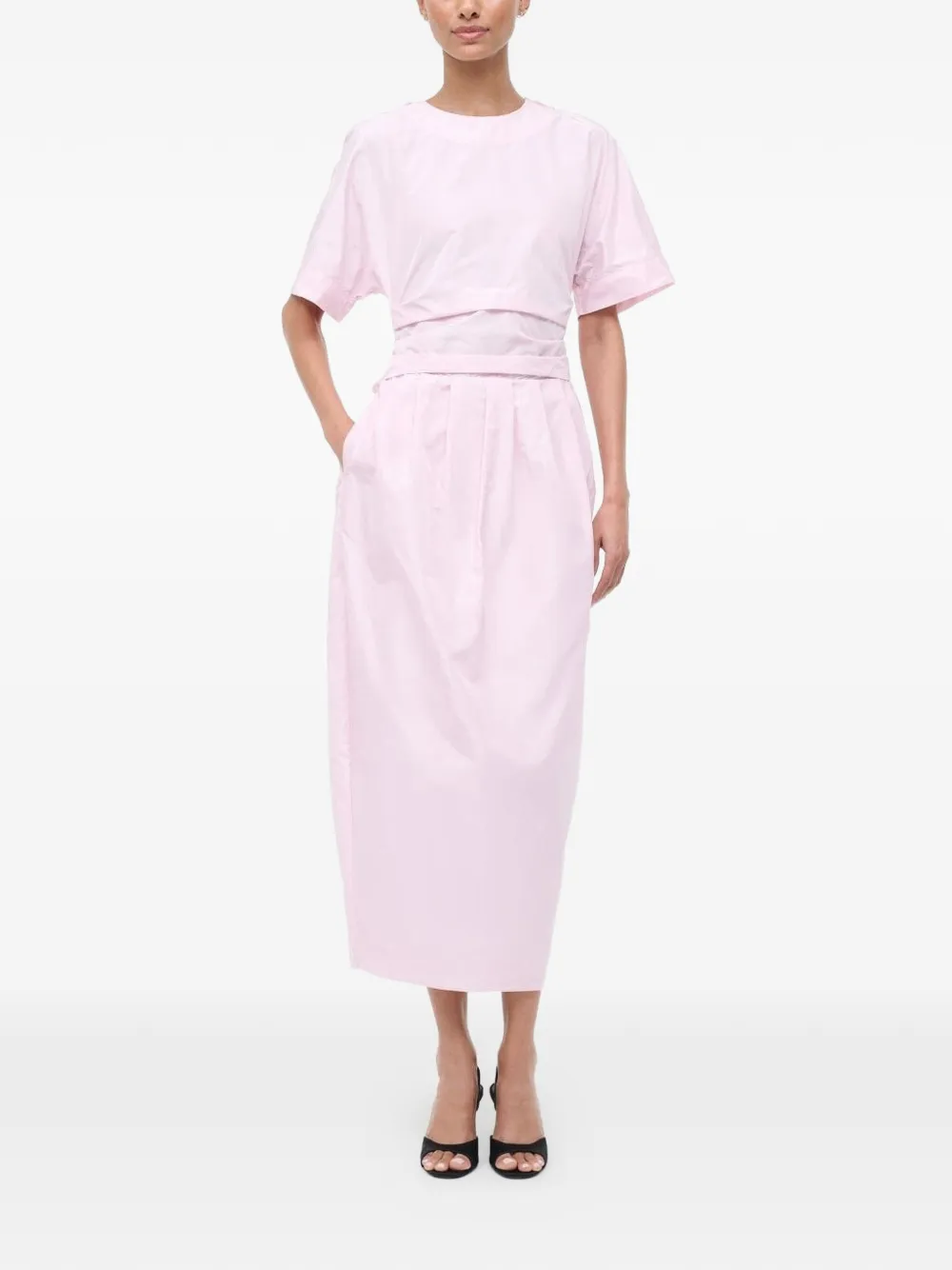STAUD Michelina tie-waist midi dress - Rosa